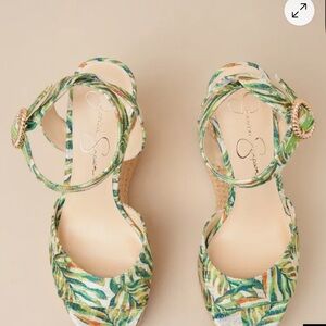 Jessica Simpson Tropical Green Wedge Sandals